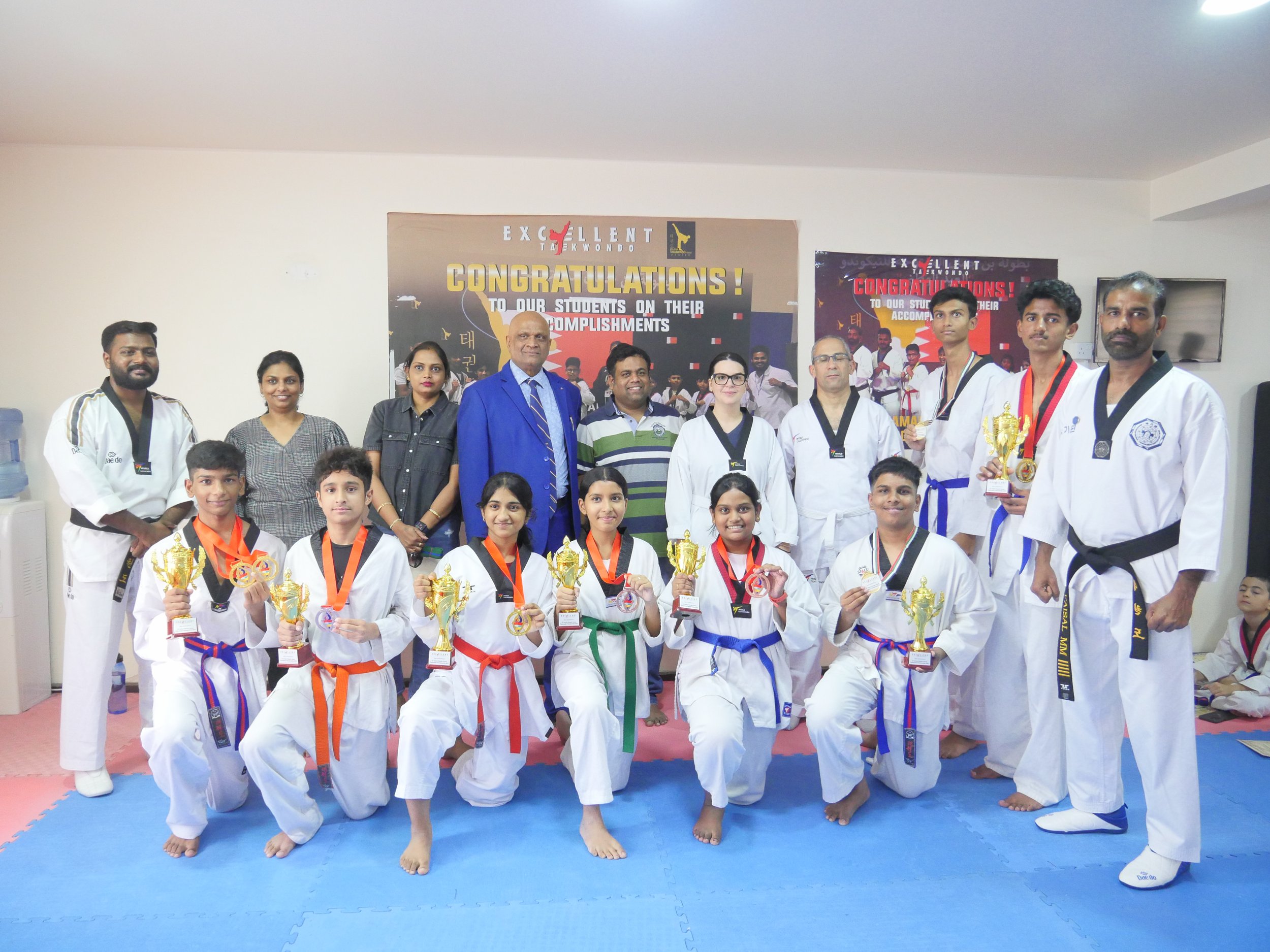 Kids and adults taekwondo training in Bahrain